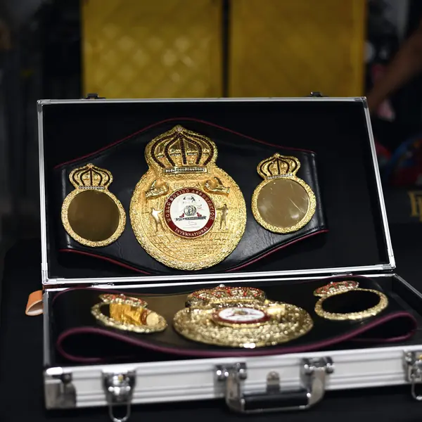 The WBA championship belt at the Braswell Law tent